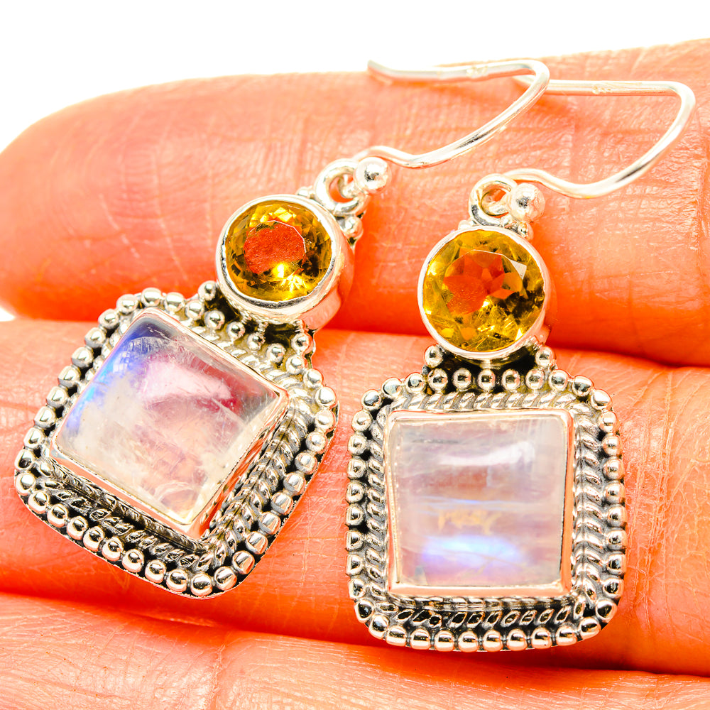 Rainbow Moonstone Earrings handcrafted by Anasilvercos - EARR429543