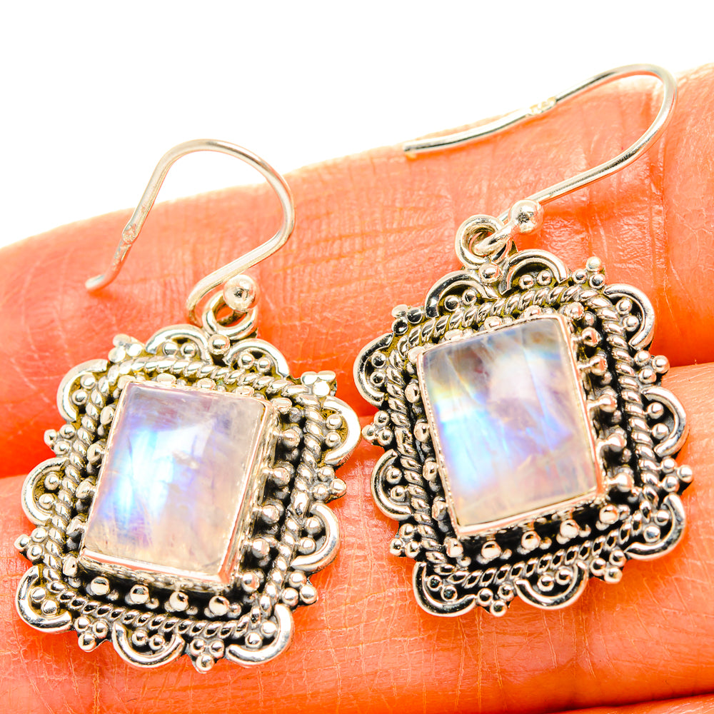 Rainbow Moonstone Earrings handcrafted by Anasilvercos - EARR429549