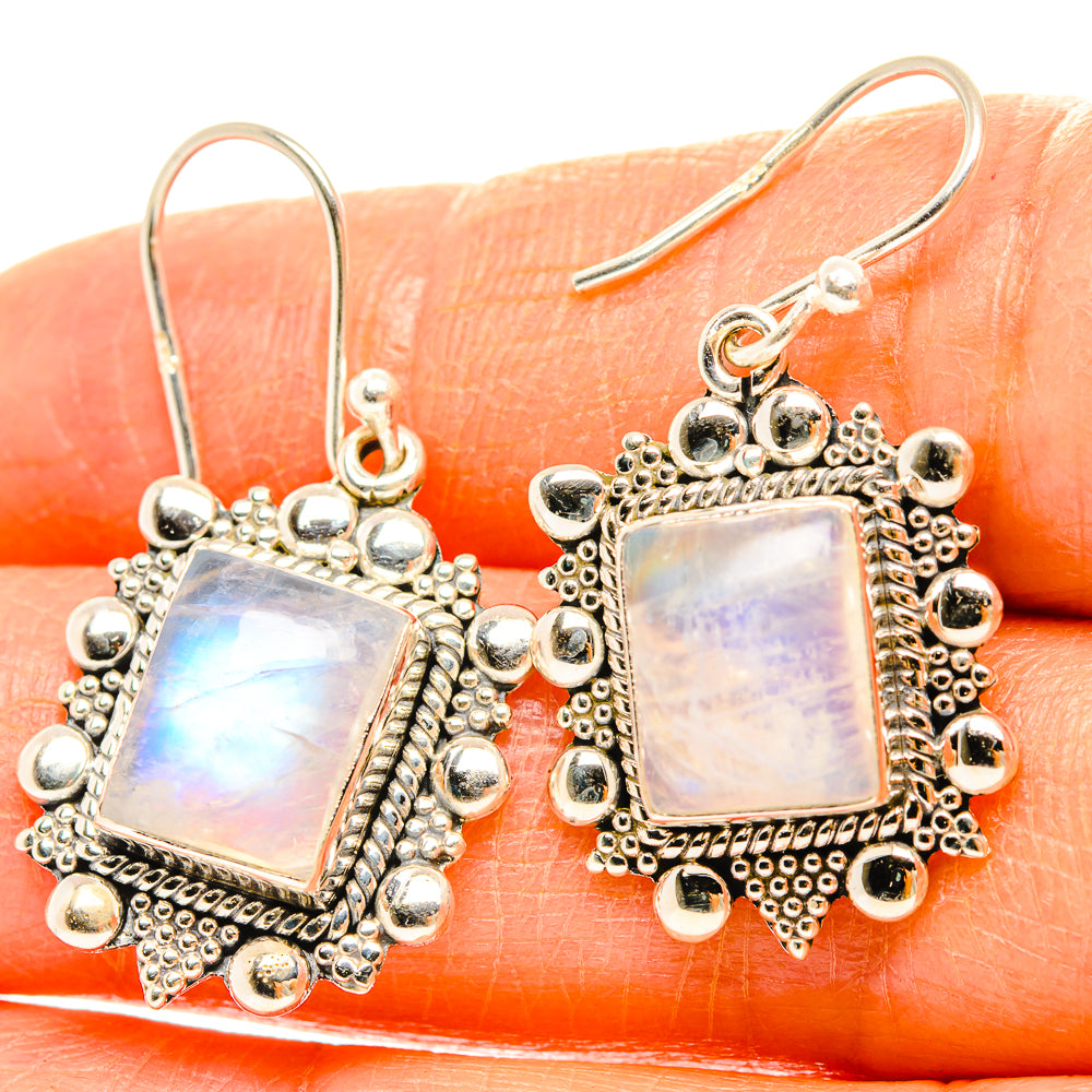 Rainbow Moonstone Earrings handcrafted by Anasilvercos - EARR429551