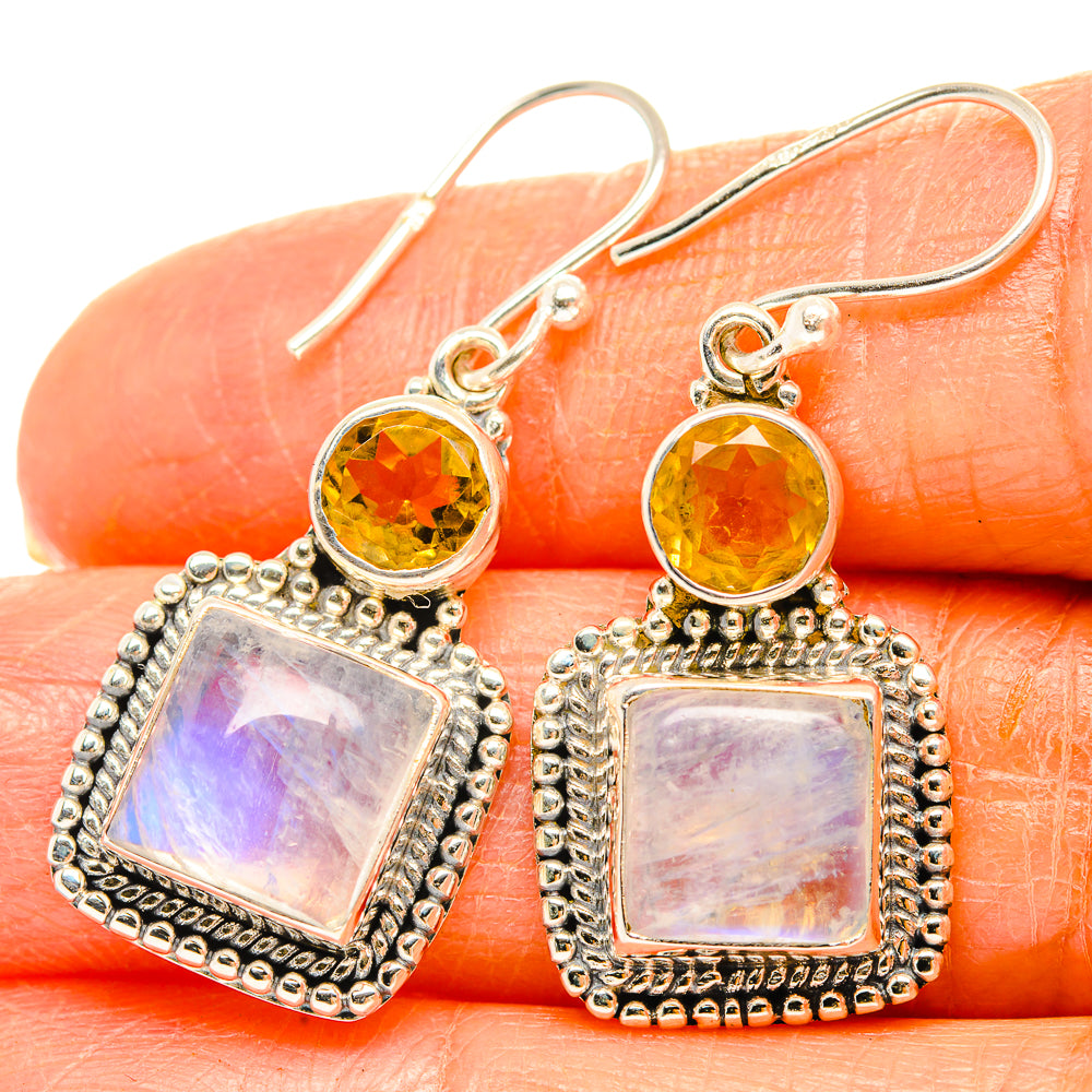 Rainbow Moonstone Earrings handcrafted by Anasilvercos - EARR429557