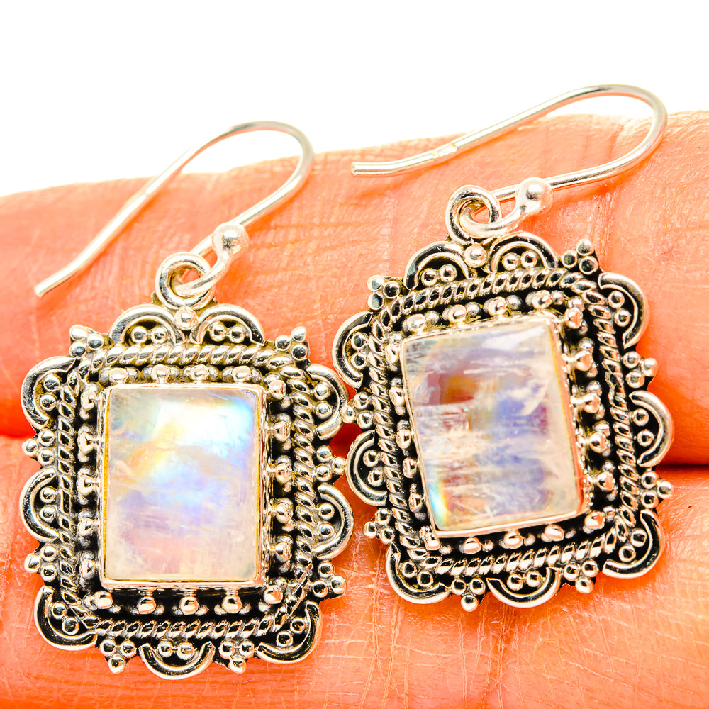 Rainbow Moonstone Earrings handcrafted by Anasilvercos - EARR429561