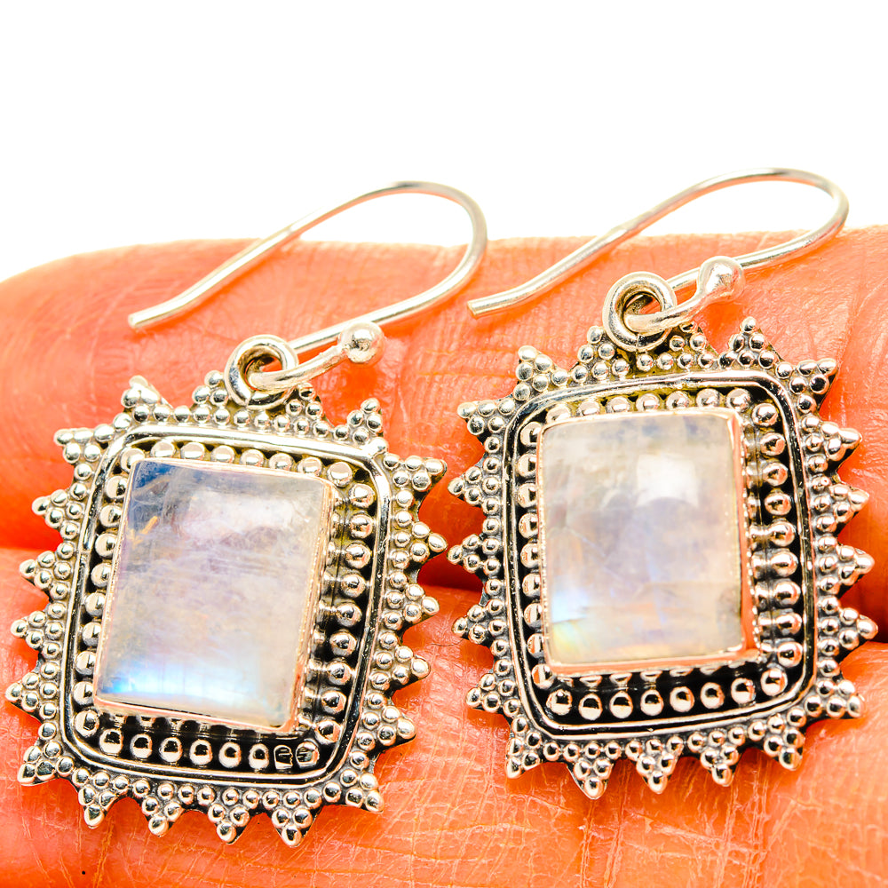 Rainbow Moonstone Earrings handcrafted by Anasilvercos - EARR429566