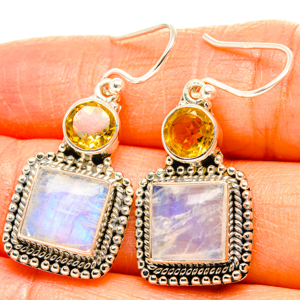 Rainbow Moonstone Earrings handcrafted by Anasilvercos - EARR429569