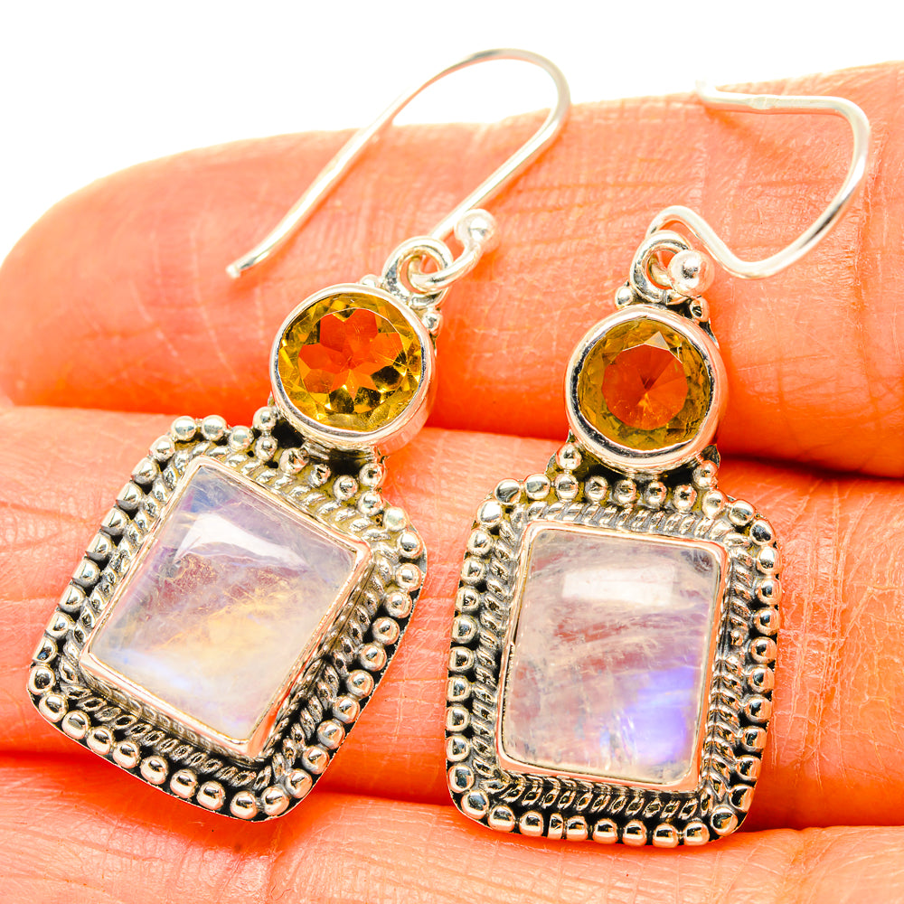 Rainbow Moonstone Earrings handcrafted by Anasilvercos - EARR429572