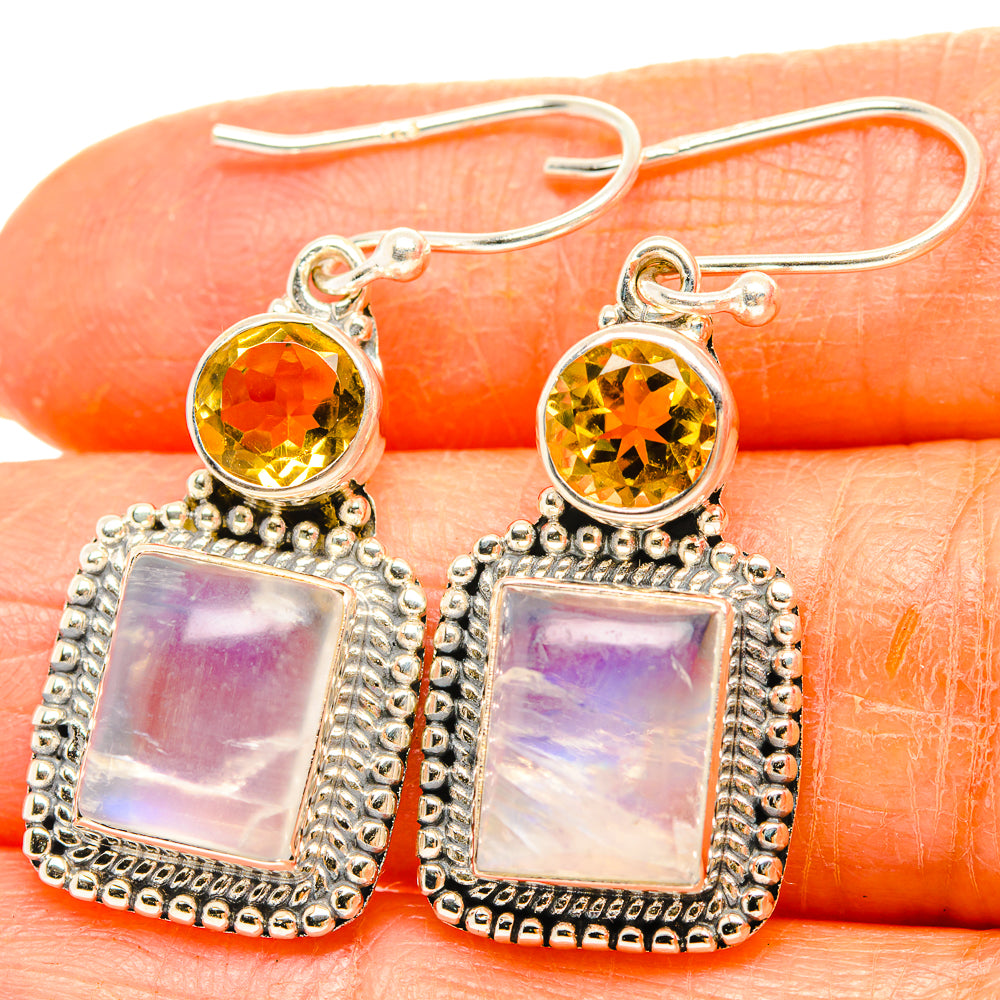 Rainbow Moonstone Earrings handcrafted by Anasilvercos - EARR429576