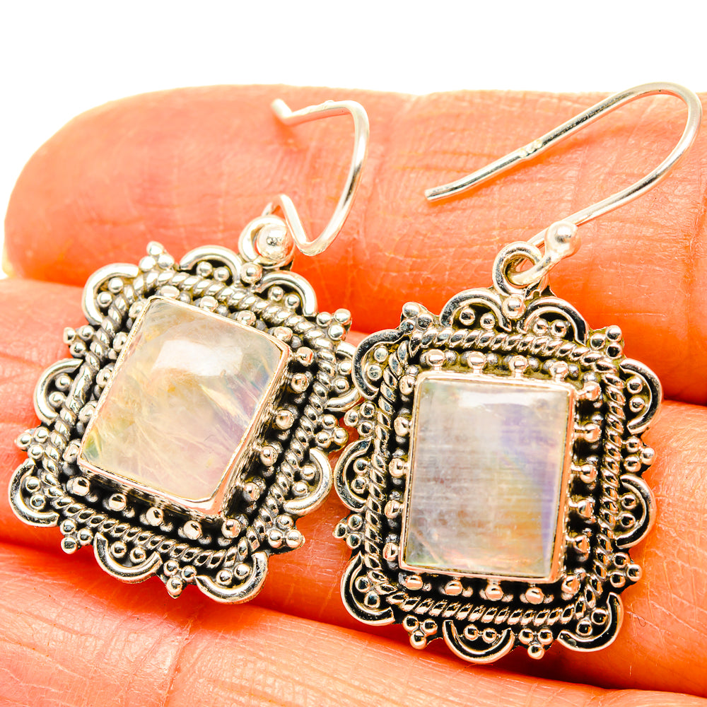 Rainbow Moonstone Earrings handcrafted by Anasilvercos - EARR429577