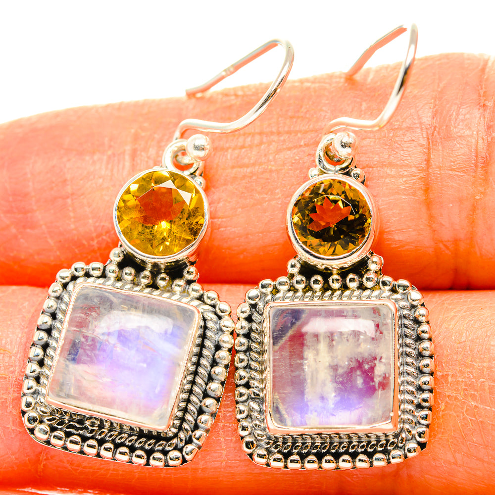 Rainbow Moonstone Earrings handcrafted by Anasilvercos - EARR429592