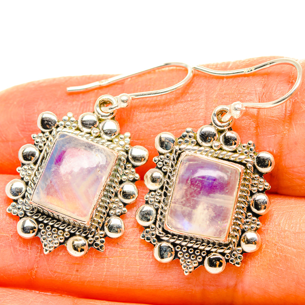 Rainbow Moonstone Earrings handcrafted by Anasilvercos - EARR429597