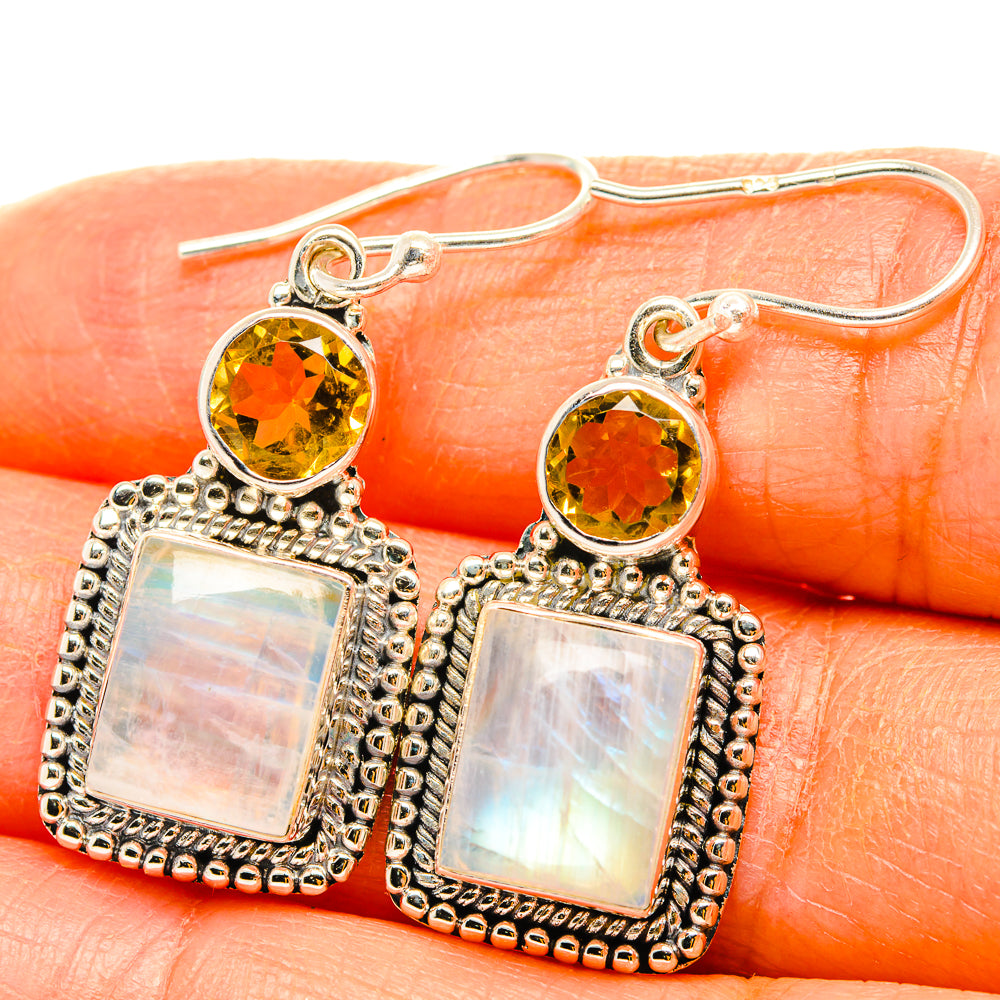 Rainbow Moonstone Earrings handcrafted by Anasilvercos - EARR429601