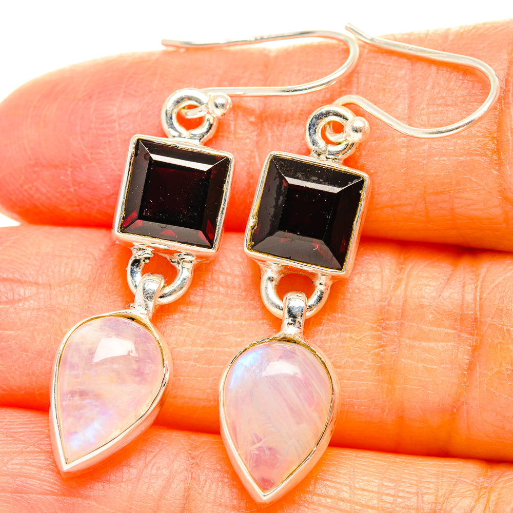 Rainbow Moonstone Earrings handcrafted by Anasilvercos - EARR429612