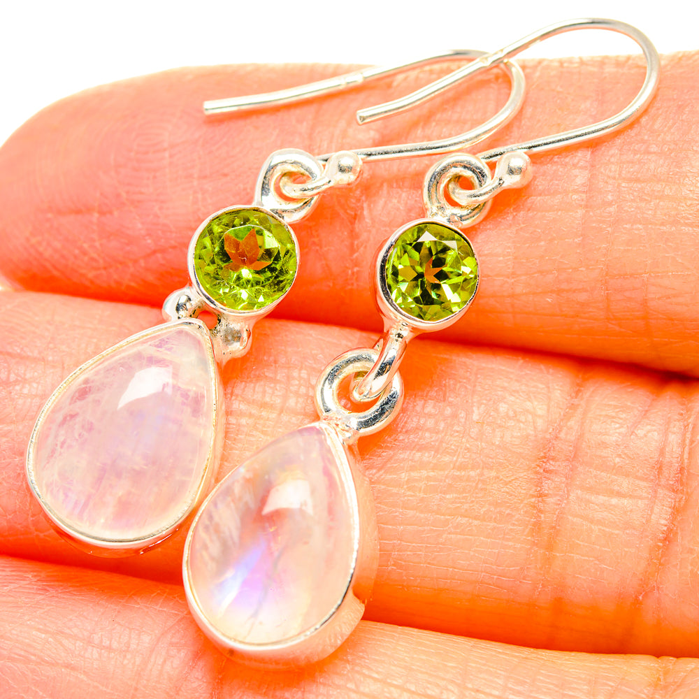 Rainbow Moonstone Earrings handcrafted by Anasilvercos - EARR429614
