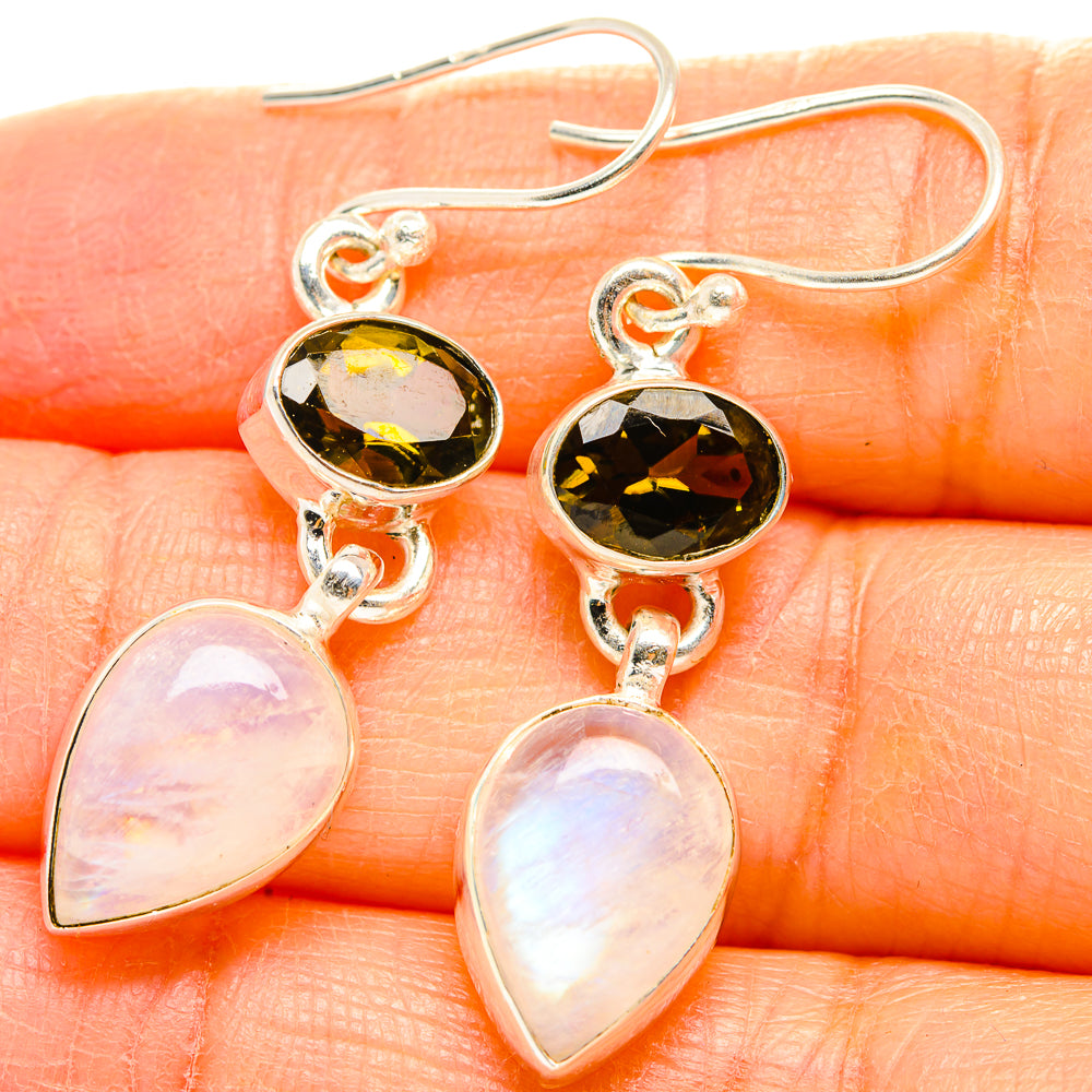 Rainbow Moonstone Earrings handcrafted by Anasilvercos - EARR429617