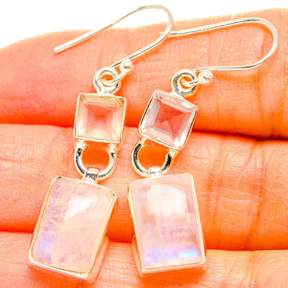 Rainbow Moonstone Earrings handcrafted by Anasilvercos - EARR429619