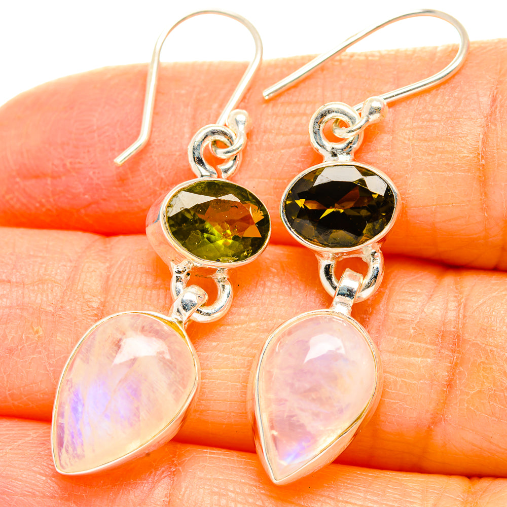 Rainbow Moonstone Earrings handcrafted by Anasilvercos - EARR429620
