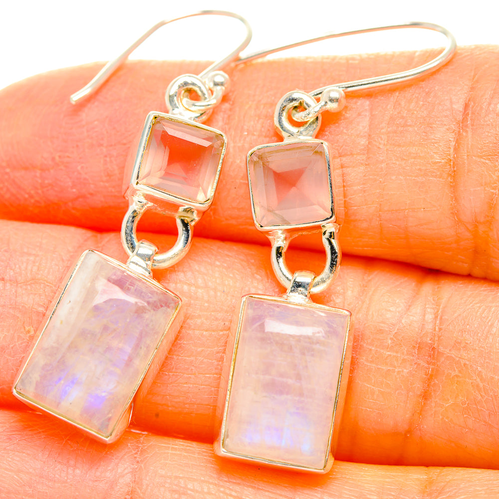 Rainbow Moonstone Earrings handcrafted by Anasilvercos - EARR429622