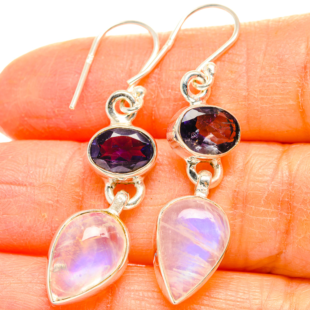 Rainbow Moonstone Earrings handcrafted by Anasilvercos - EARR429624
