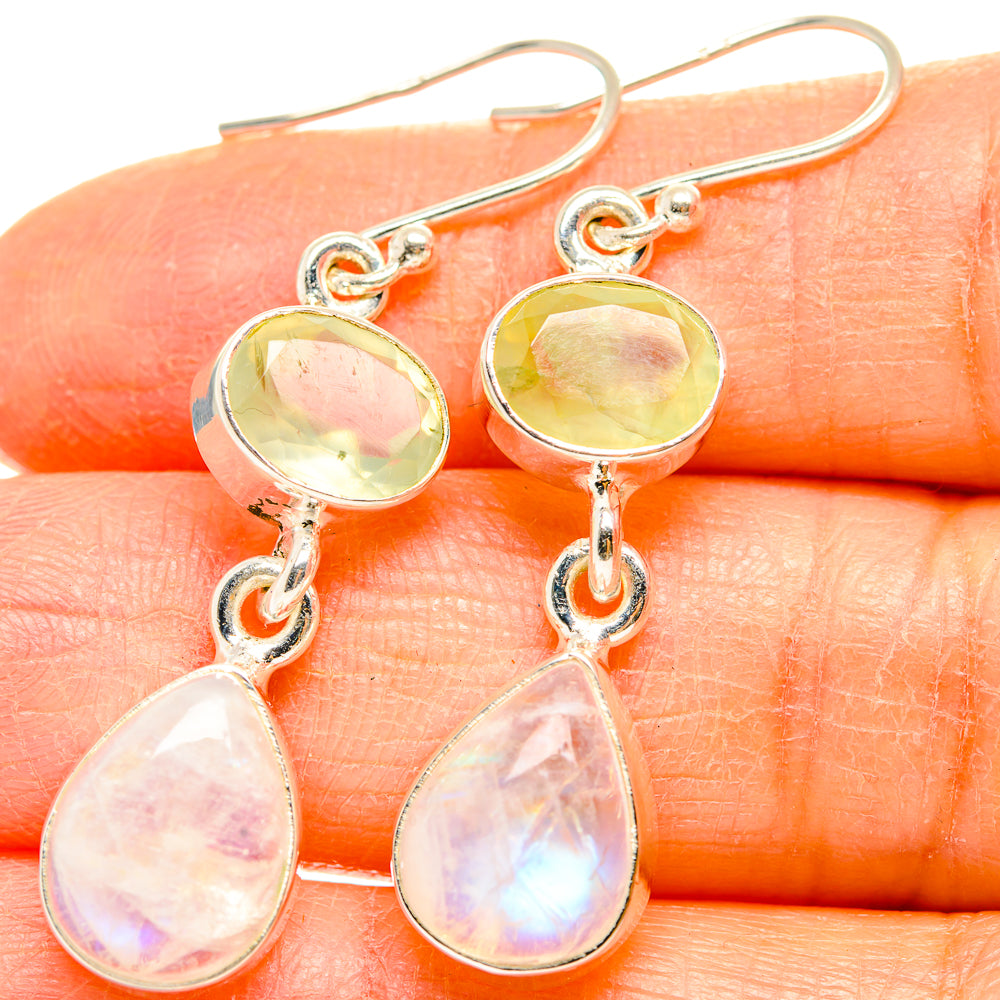 Rainbow Moonstone Earrings handcrafted by Anasilvercos - EARR429625