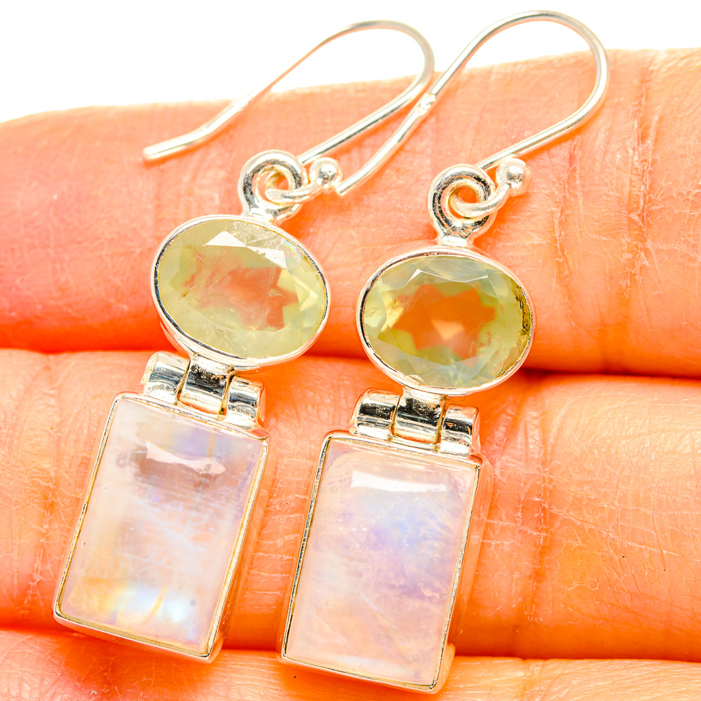 Rainbow Moonstone Earrings handcrafted by Anasilvercos - EARR429627
