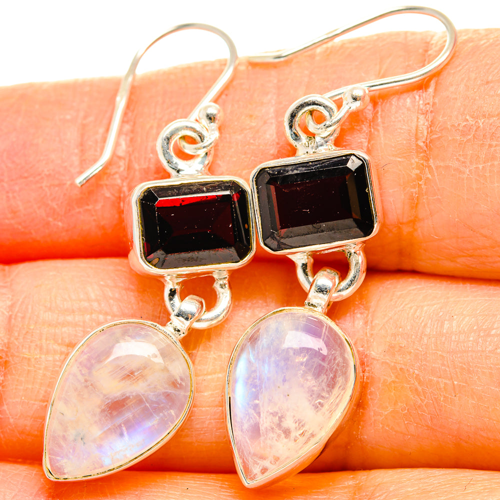 Rainbow Moonstone Earrings handcrafted by Anasilvercos - EARR429629