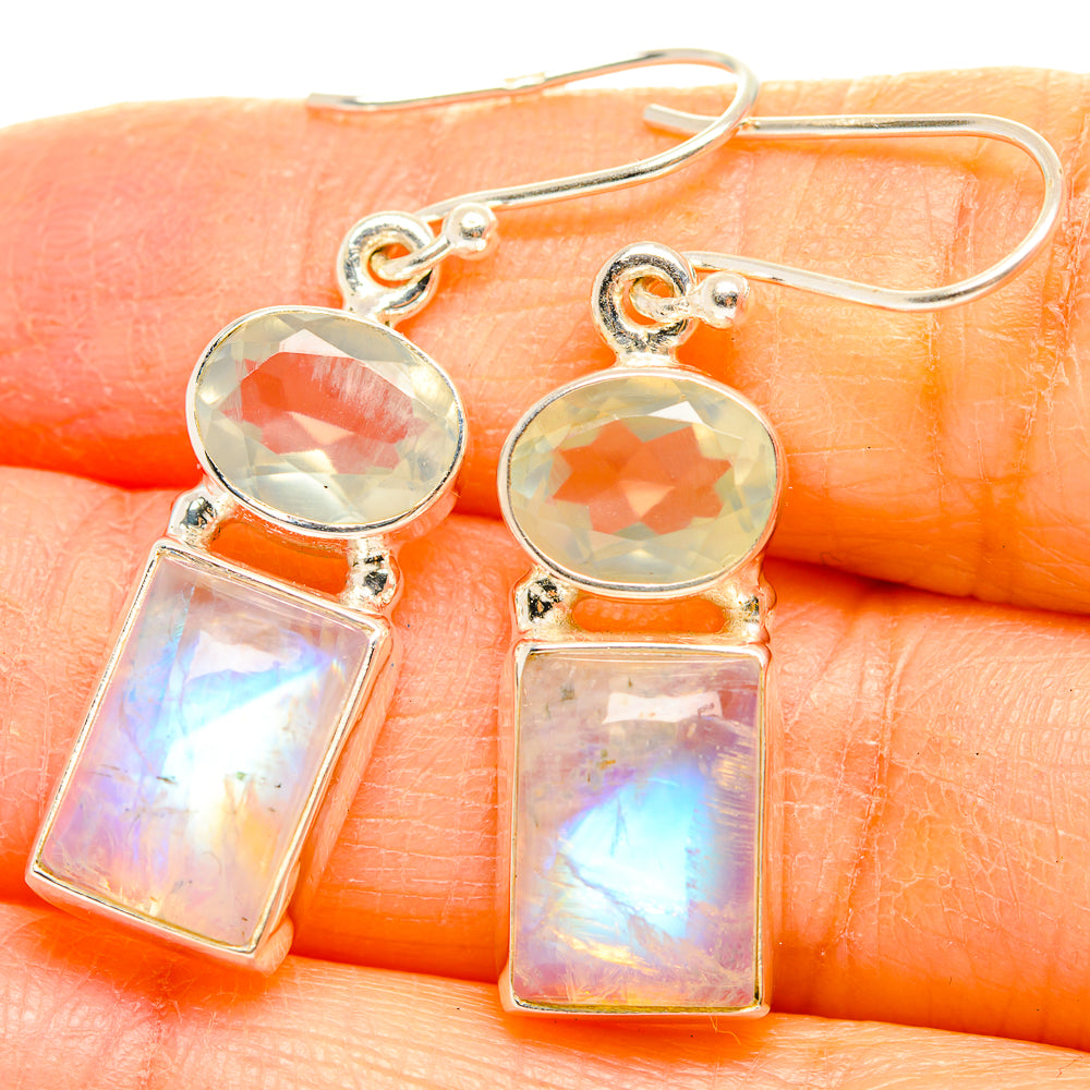 Rainbow Moonstone Earrings handcrafted by Anasilvercos - EARR429631