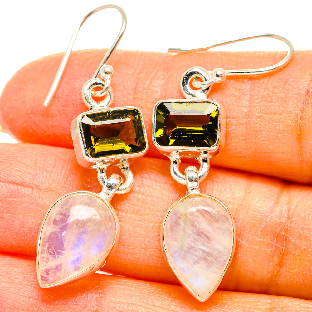 Rainbow Moonstone Earrings handcrafted by Anasilvercos - EARR429632