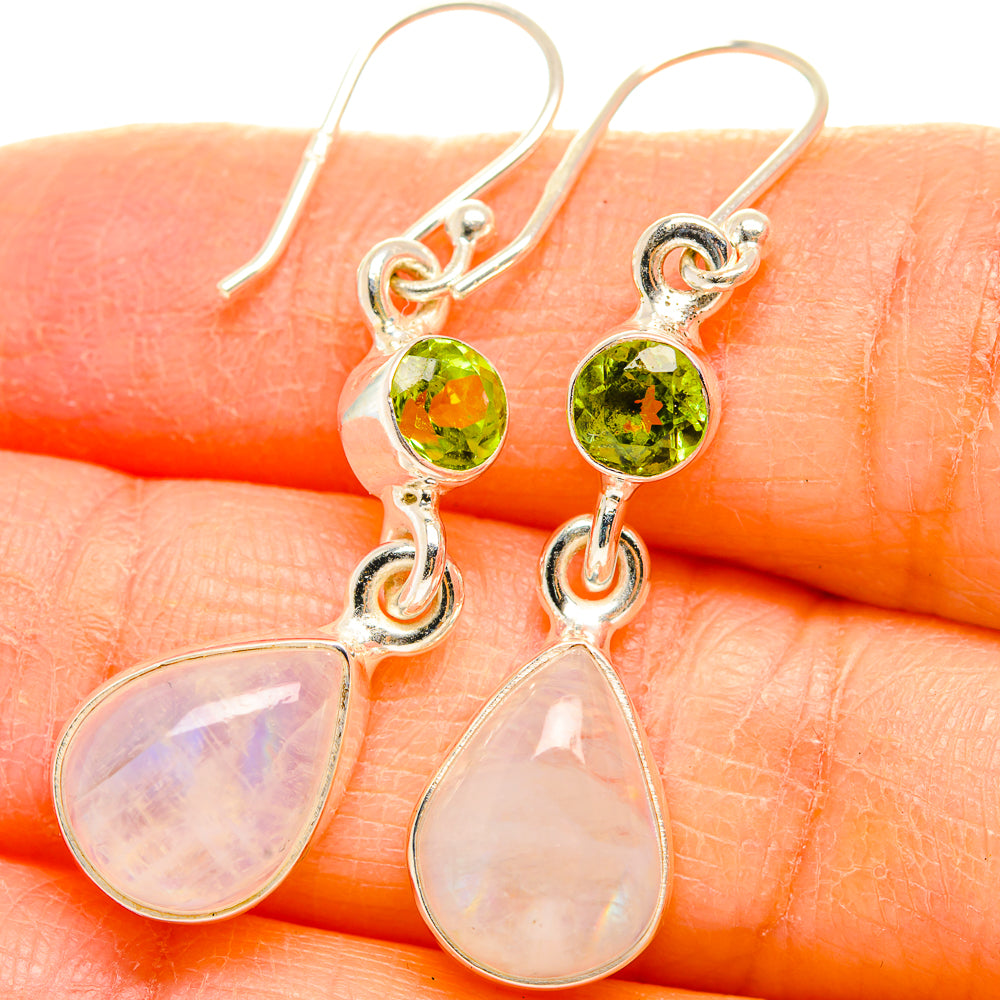 Rainbow Moonstone Earrings handcrafted by Anasilvercos - EARR429634