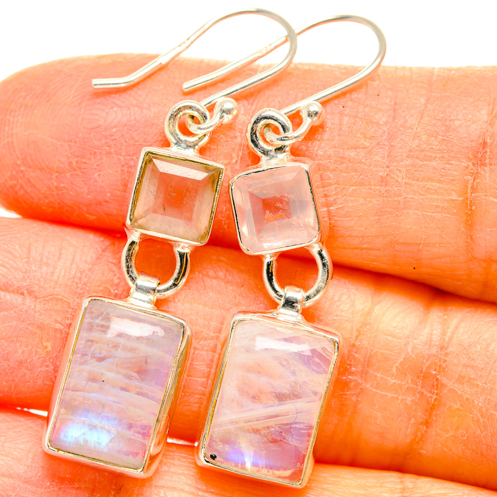 Rainbow Moonstone Earrings handcrafted by Anasilvercos - EARR429638