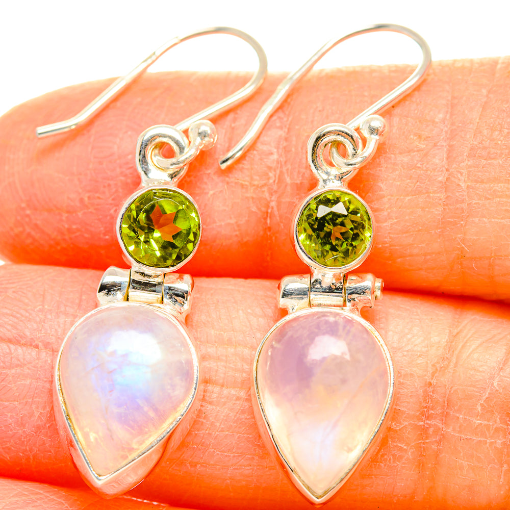 Rainbow Moonstone Earrings handcrafted by Anasilvercos - EARR429639