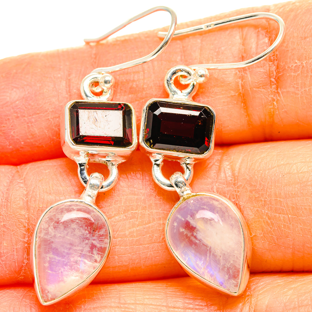 Rainbow Moonstone Earrings handcrafted by Anasilvercos - EARR429640