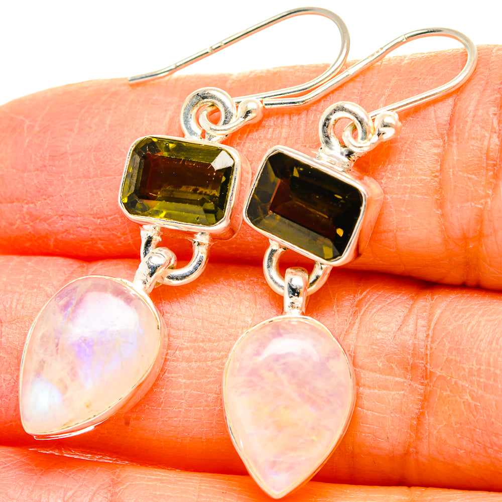 Rainbow Moonstone Earrings handcrafted by Anasilvercos - EARR429663