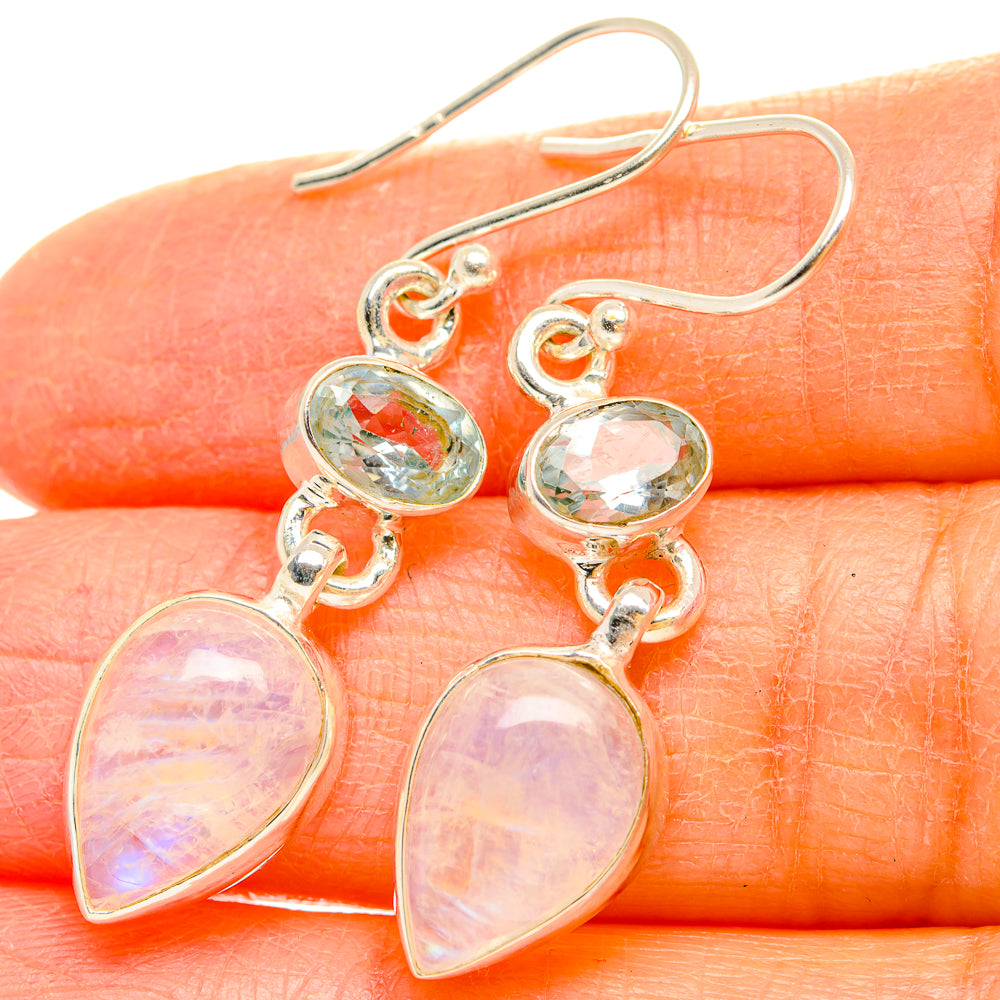 Rainbow Moonstone Earrings handcrafted by Anasilvercos - EARR429666