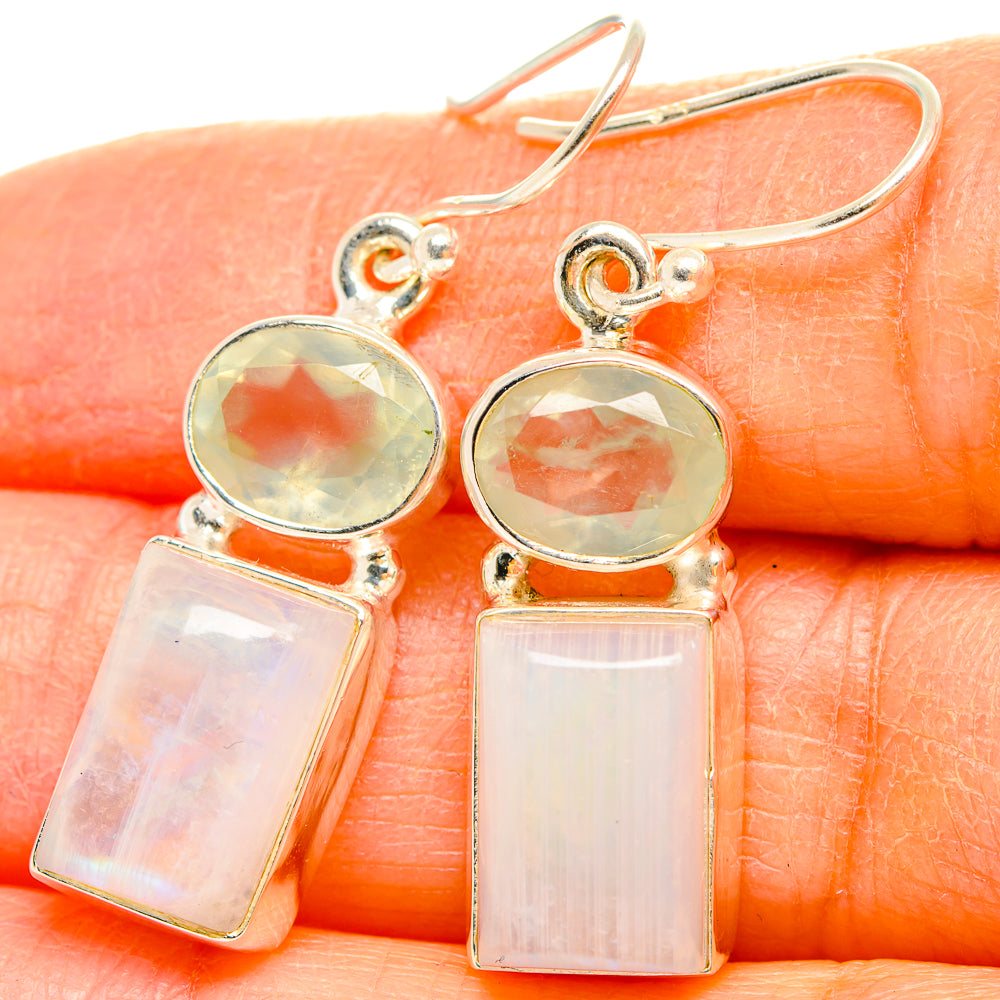 Rainbow Moonstone Earrings handcrafted by Anasilvercos - EARR429667