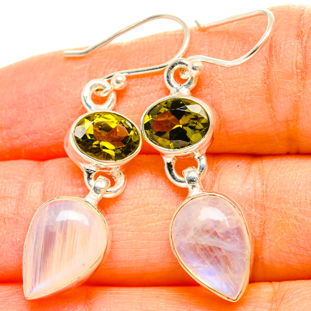 Rainbow Moonstone Earrings handcrafted by Anasilvercos - EARR429671