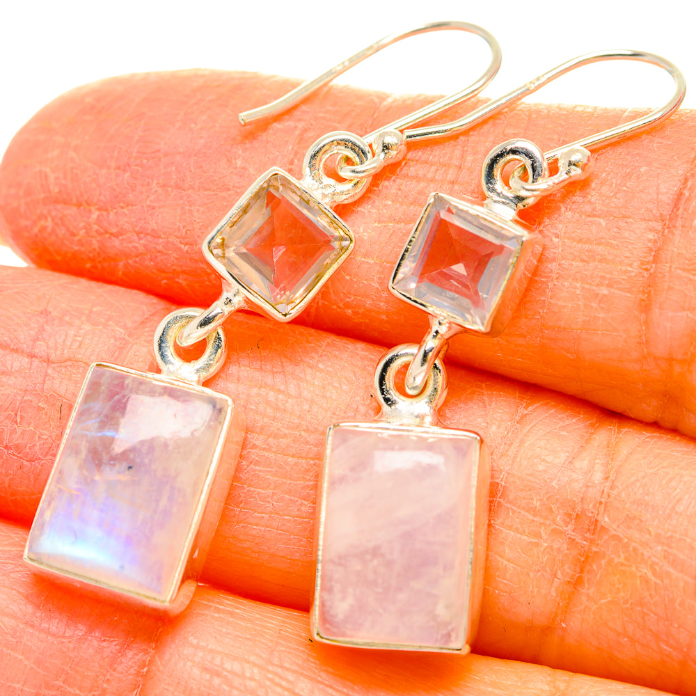 Rainbow Moonstone Earrings handcrafted by Anasilvercos - EARR429674