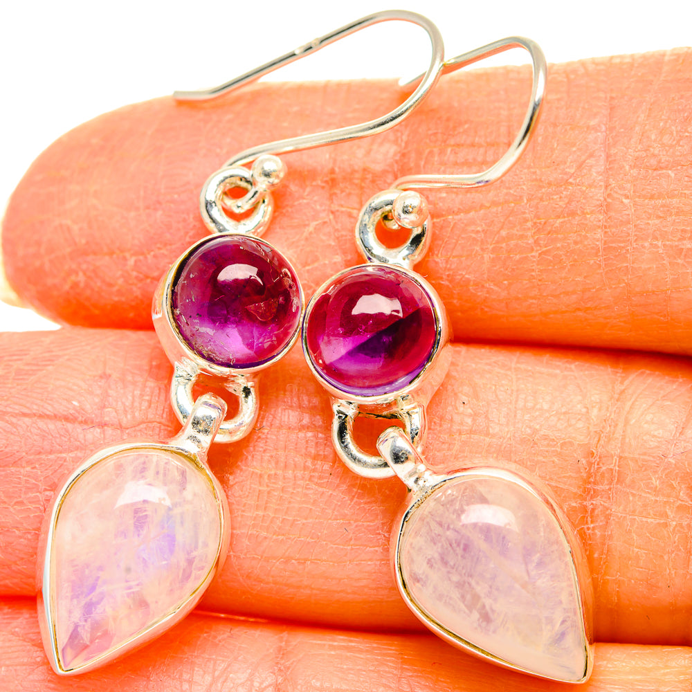 Rainbow Moonstone Earrings handcrafted by Anasilvercos - EARR429675