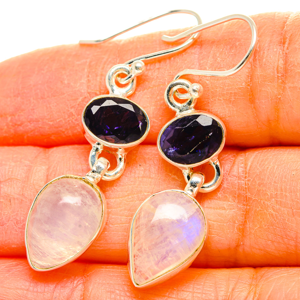 Rainbow Moonstone Earrings handcrafted by Anasilvercos - EARR429677
