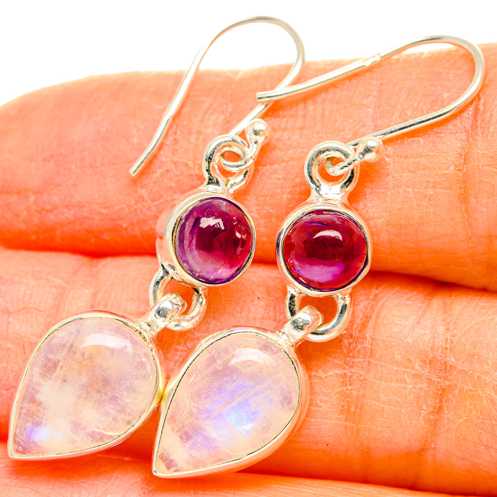 Rainbow Moonstone Earrings handcrafted by Anasilvercos - EARR429678