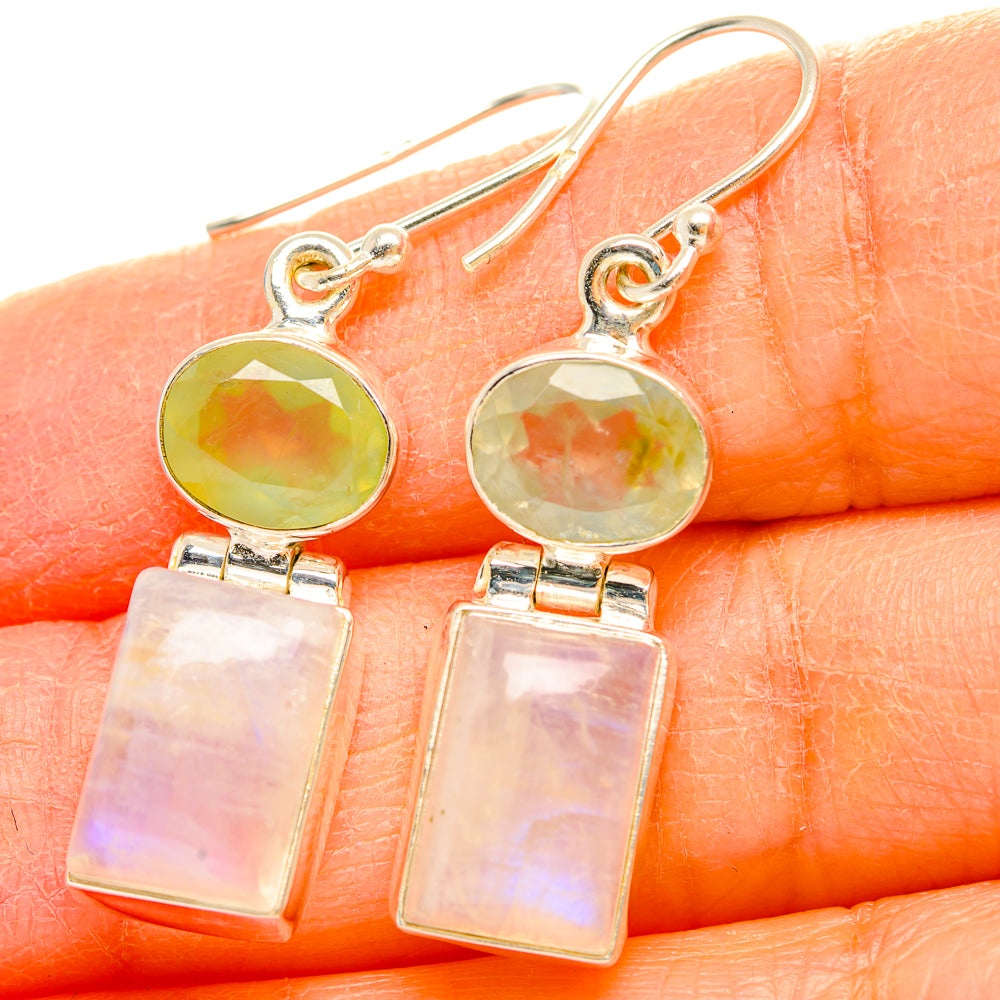 Rainbow Moonstone Earrings handcrafted by Anasilvercos - EARR429679