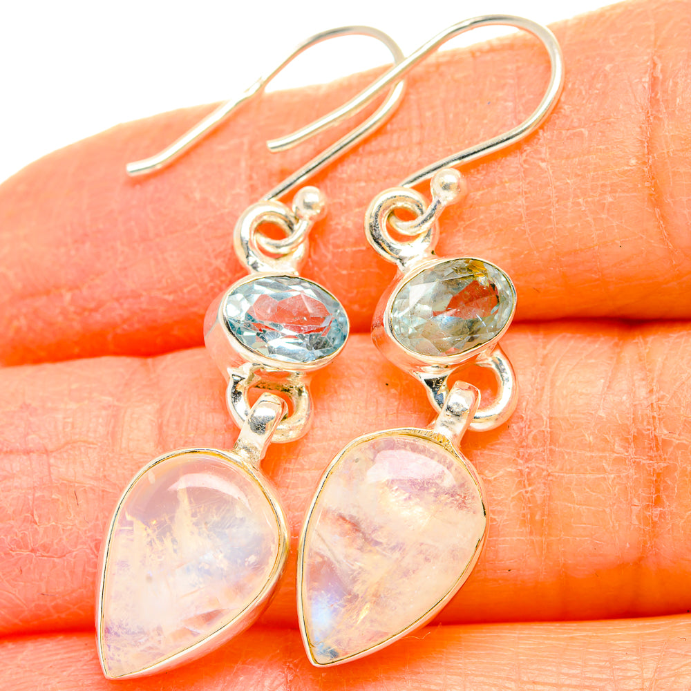 Rainbow Moonstone Earrings handcrafted by Anasilvercos - EARR429681