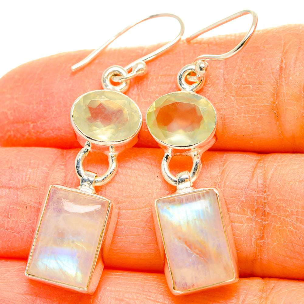 Rainbow Moonstone Earrings handcrafted by Anasilvercos - EARR429684
