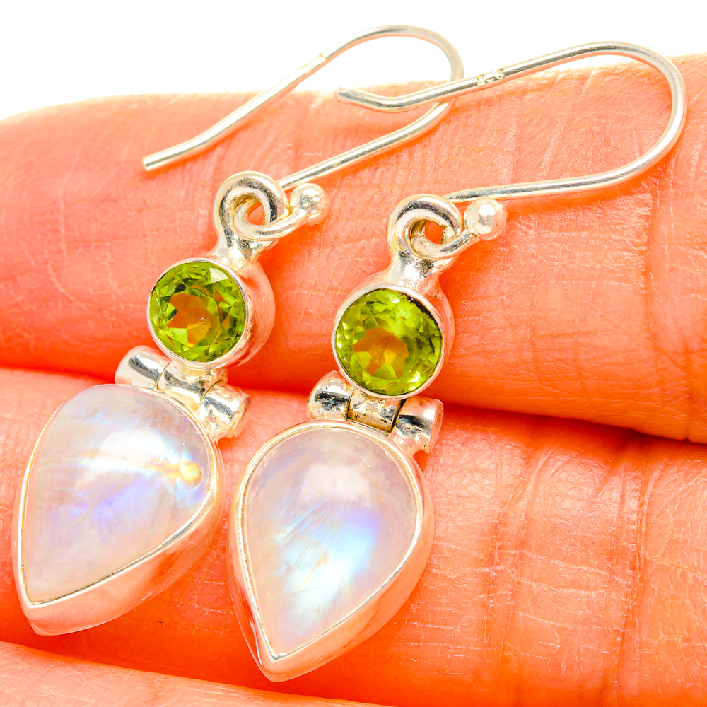 Rainbow Moonstone Earrings handcrafted by Anasilvercos - EARR429689
