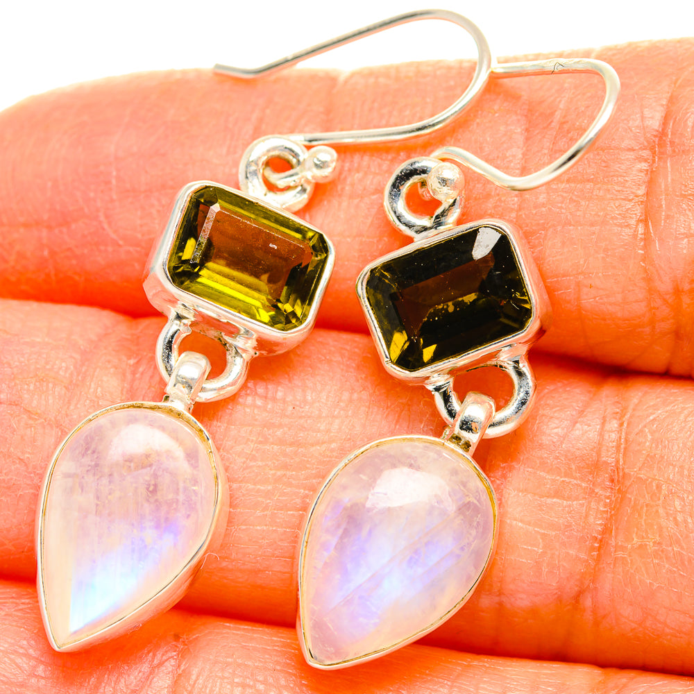 Rainbow Moonstone Earrings handcrafted by Anasilvercos - EARR429691
