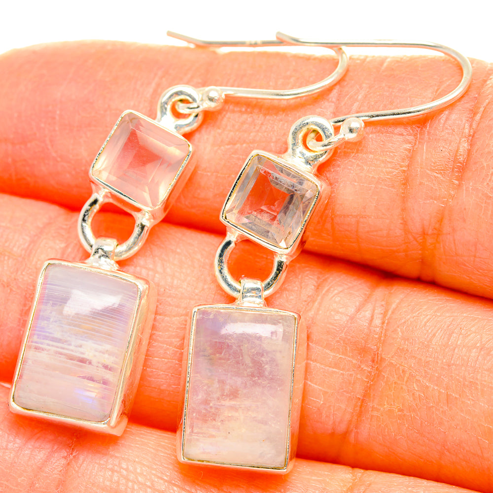 Rainbow Moonstone Earrings handcrafted by Anasilvercos - EARR429692