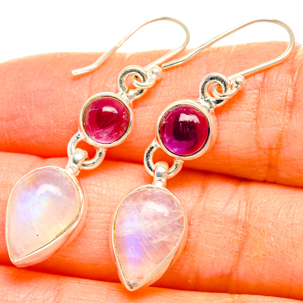 Rainbow Moonstone Earrings handcrafted by Anasilvercos - EARR429694