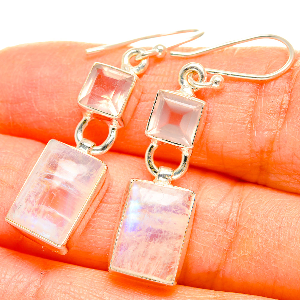 Rainbow Moonstone Earrings handcrafted by Anasilvercos - EARR429696
