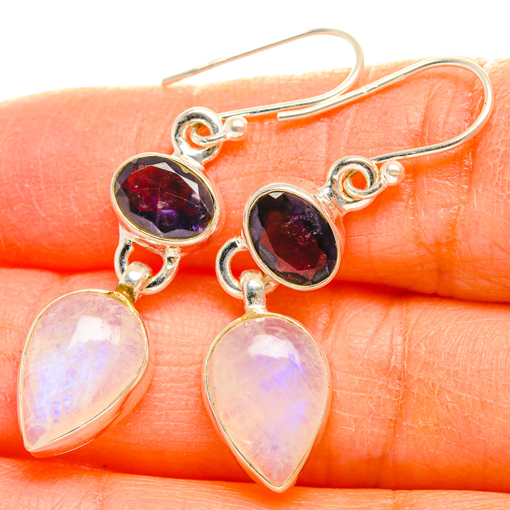 Rainbow Moonstone Earrings handcrafted by Anasilvercos - EARR429698