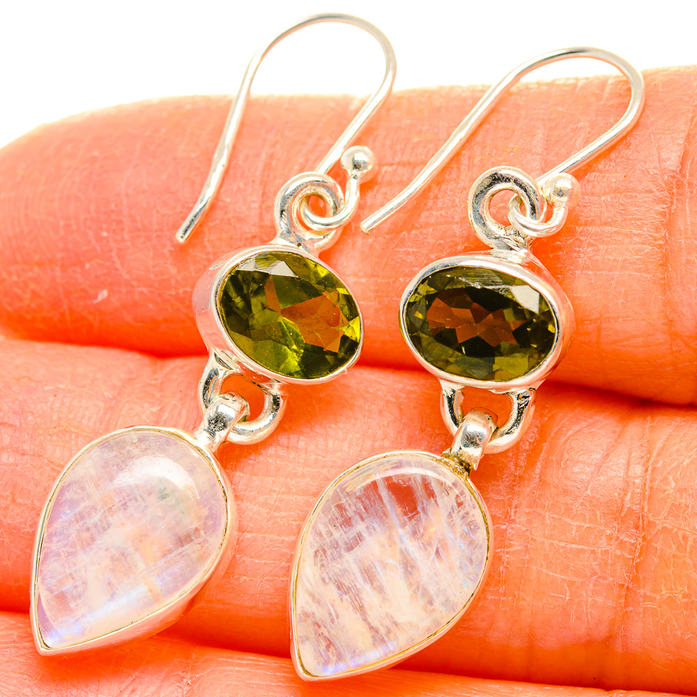 Rainbow Moonstone Earrings handcrafted by Anasilvercos - EARR429700