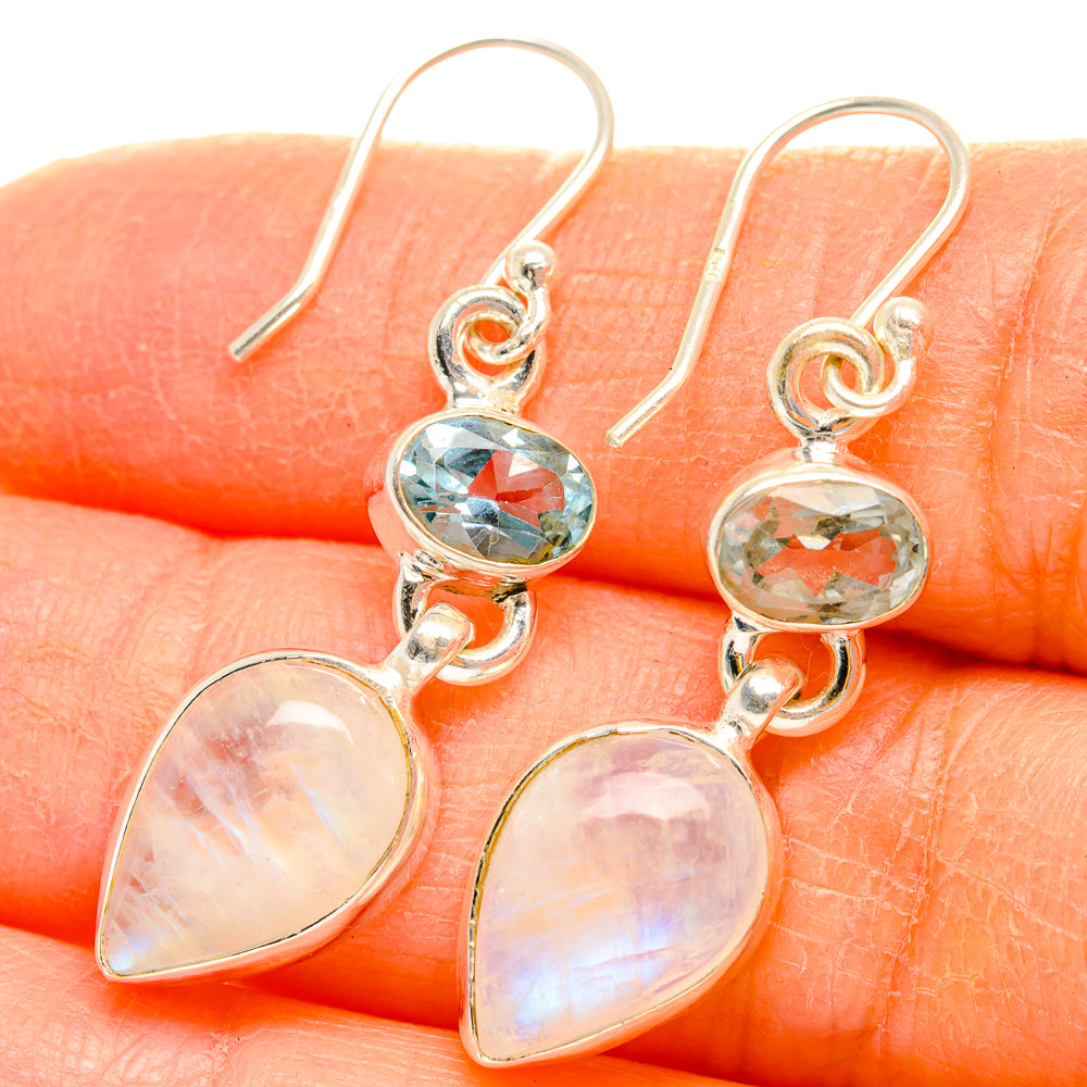 Rainbow Moonstone Earrings handcrafted by Anasilvercos - EARR429705