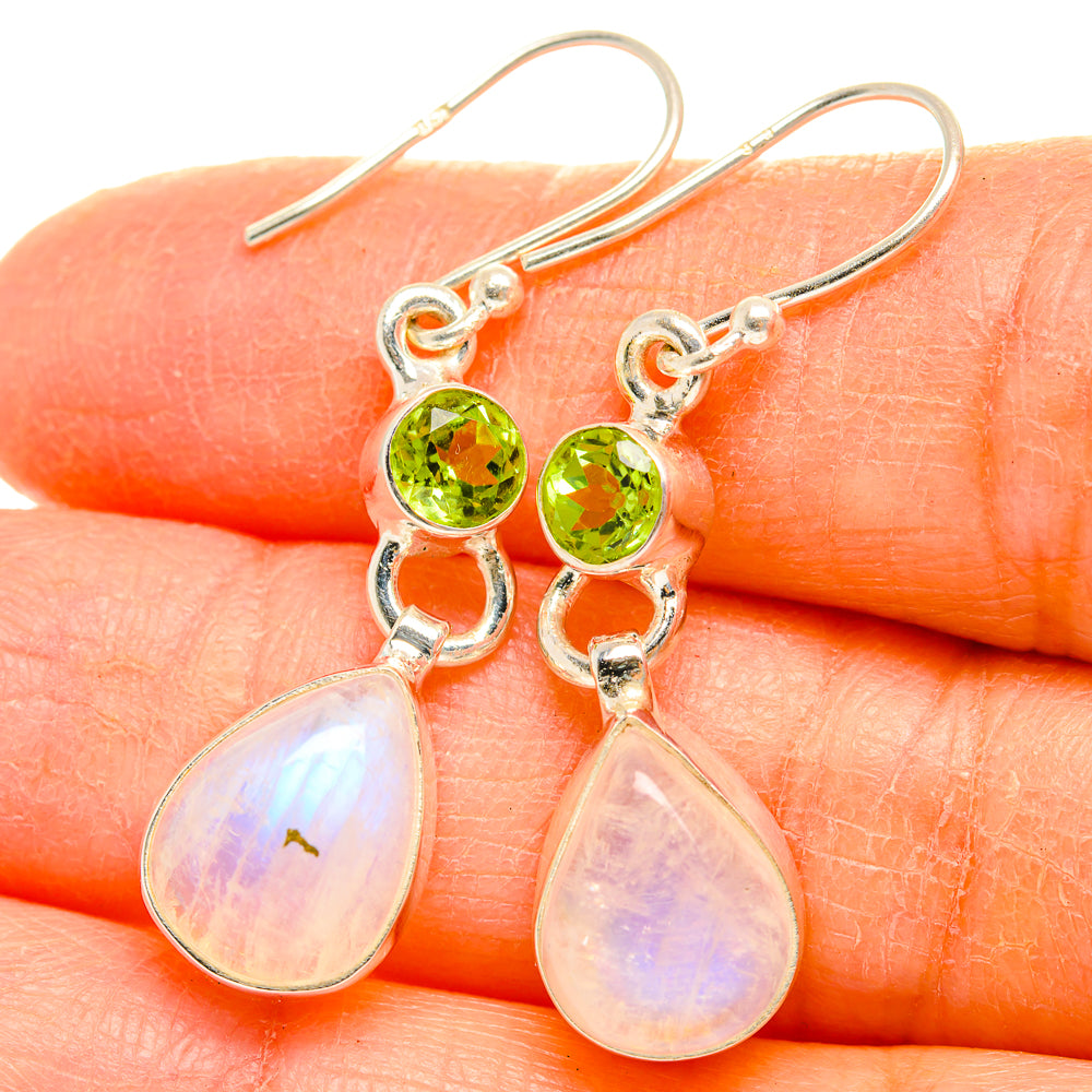 Rainbow Moonstone Earrings handcrafted by Anasilvercos - EARR429706