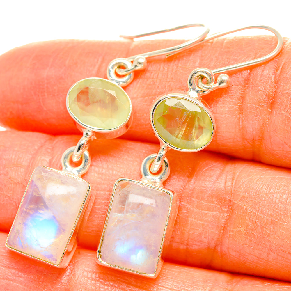 Rainbow Moonstone Earrings handcrafted by Anasilvercos - EARR429707